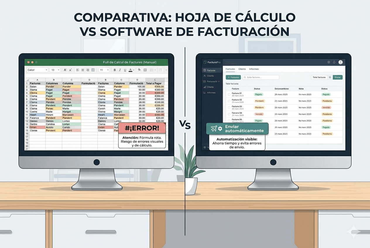 Excel vs programa de facturació: com autònoms i pimes poden estalviar temps i reduir errors