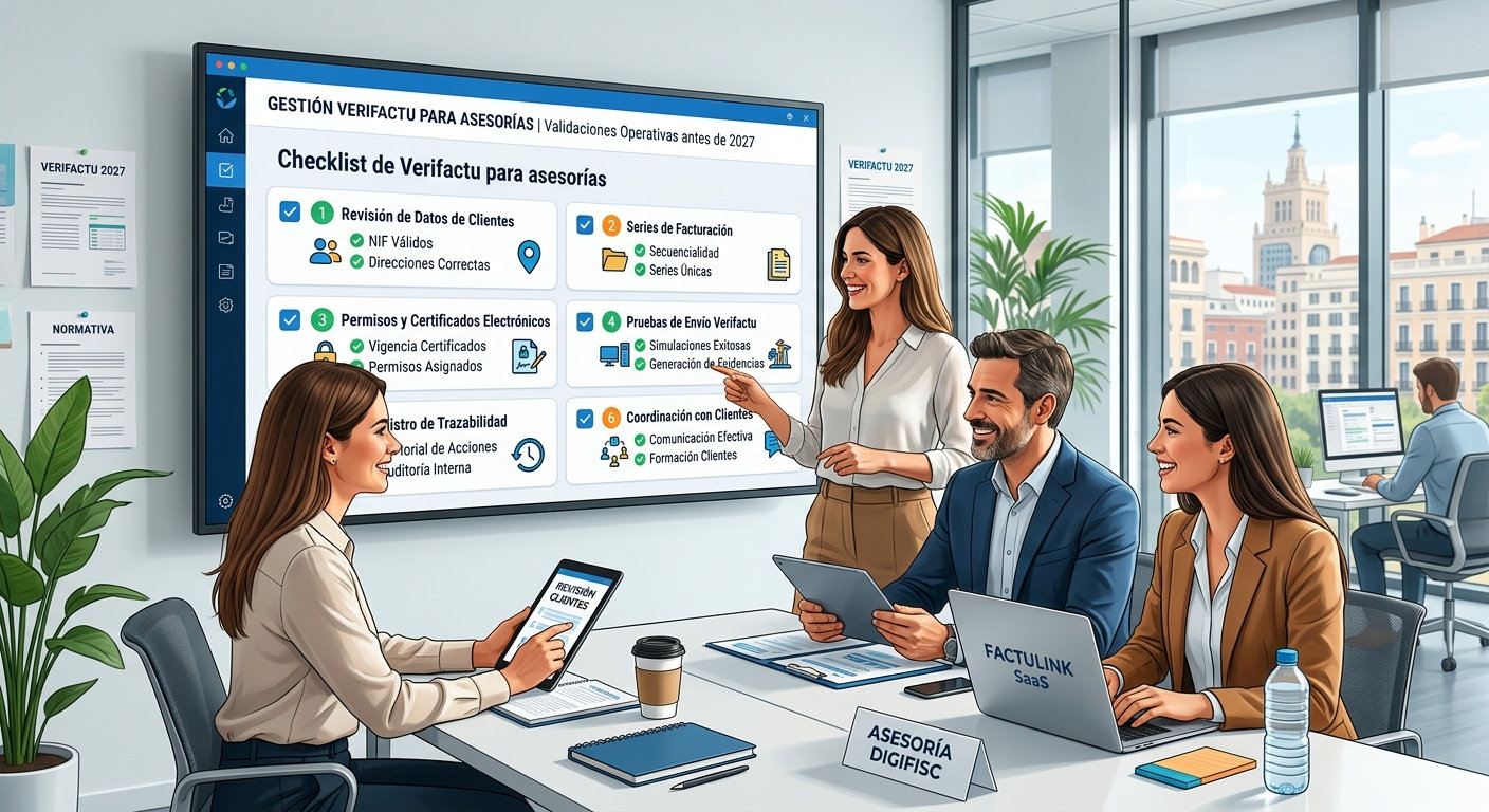 Checklist de Verifactu para asesorías: validaciones operativas antes de 2027